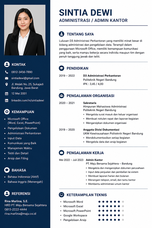 CV Lamaran Kerja Admin Kantor