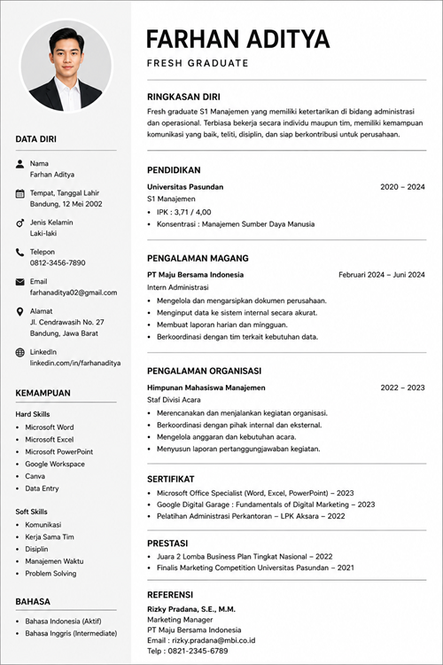 CV Lamaran Kerja Sederhana