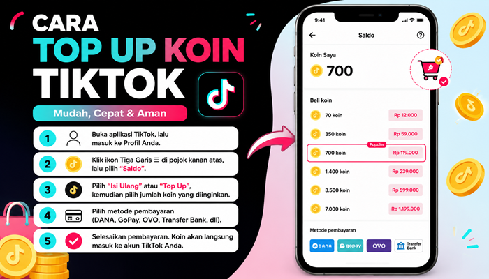 Cara Top Up Koin TikTok Murah Lewat DANA, GoPay, OVO