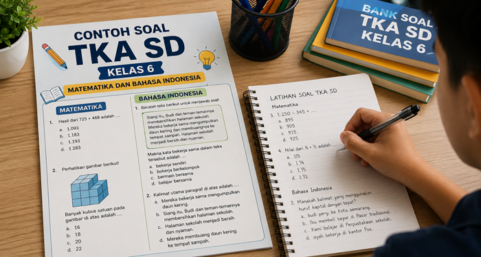Contoh Soal TKA SD Kelas 6 Matematika dan Bahasa Indonesia