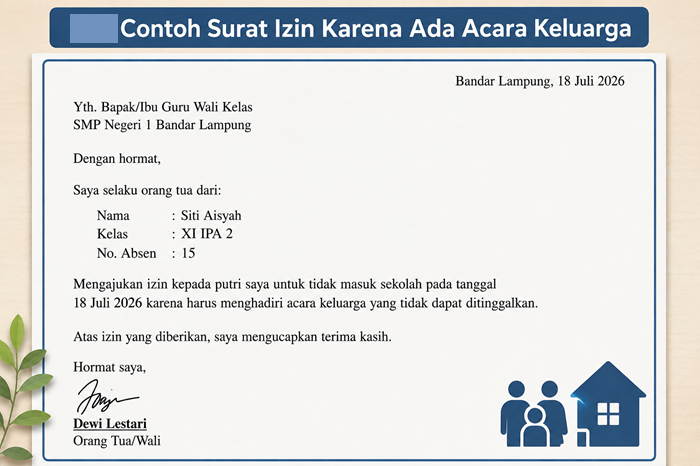Contoh Surat Izin Karena Ada Kepentingan Keluarga