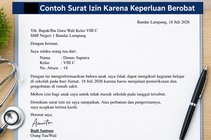 Contoh Surat Izin Karena Keperluan Berobat