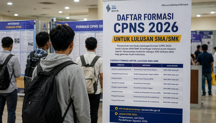 Daftar Formasi CPNS 2026 untuk Lulusan SMA dan SMK