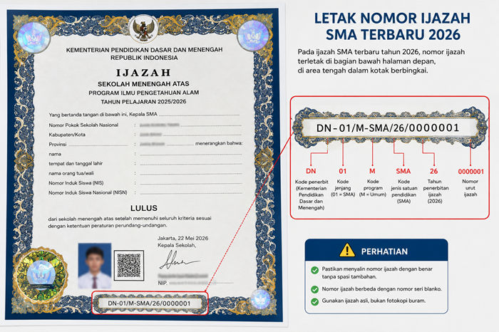 letak nomor ijazah